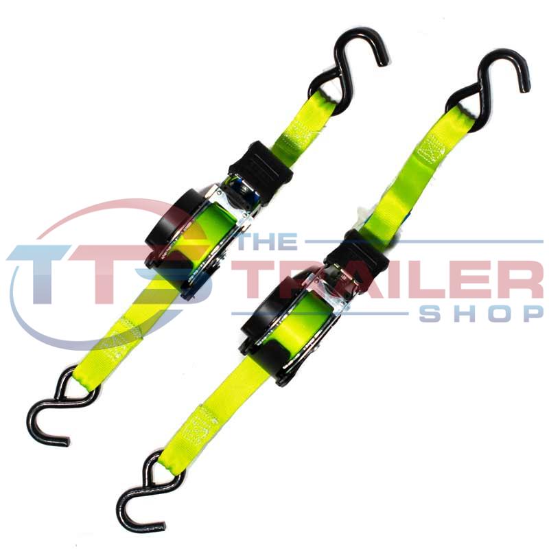 Lock & Load Retractable Ratchet Straps 25mm 2 pack The Trailer Shop