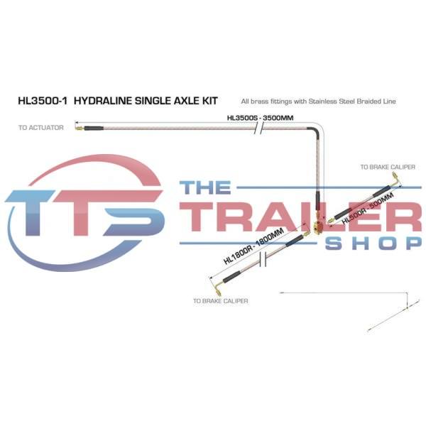 Hydraline Single Axle Hydraulic Brake Line Kit 3500mm The Trailer Shop