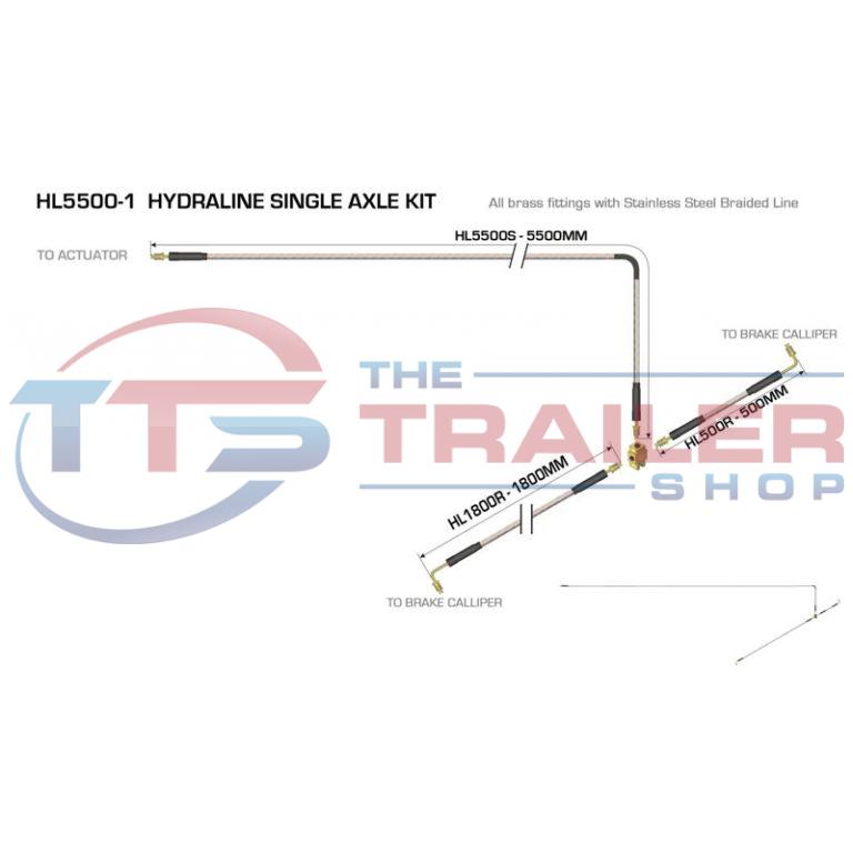 Hydraline Single Axle Hydraulic Brake Line Kit 5500mm The Trailer Shop
