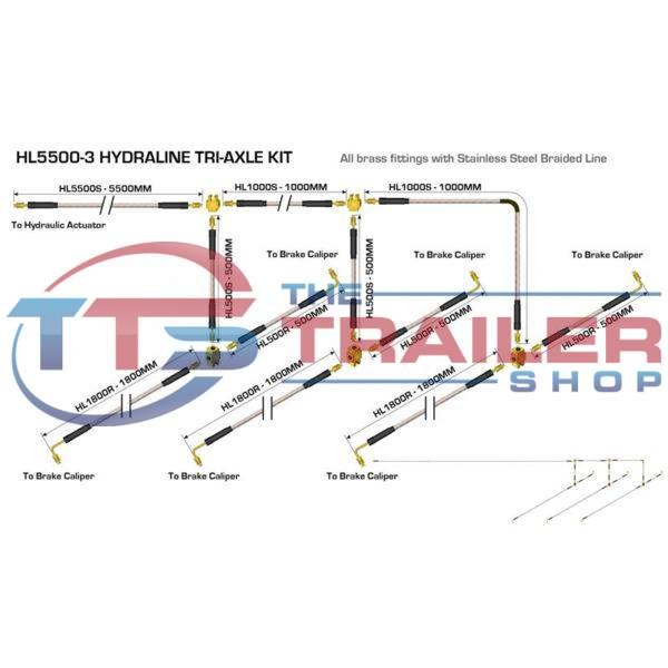 Hydraline Tri Axle Hydraulic Brake Line Kit 5500mm The Trailer Shop