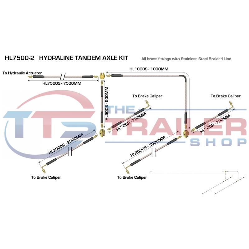 Hydraline Tandem Axle Hydraulic Brake Line Kit 7500mm The Trailer Shop