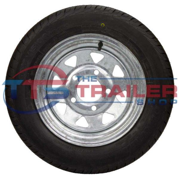 145/70r12 Tyre + 12x4" 5 Stud Ford Galvanised Rim The Trailer Shop